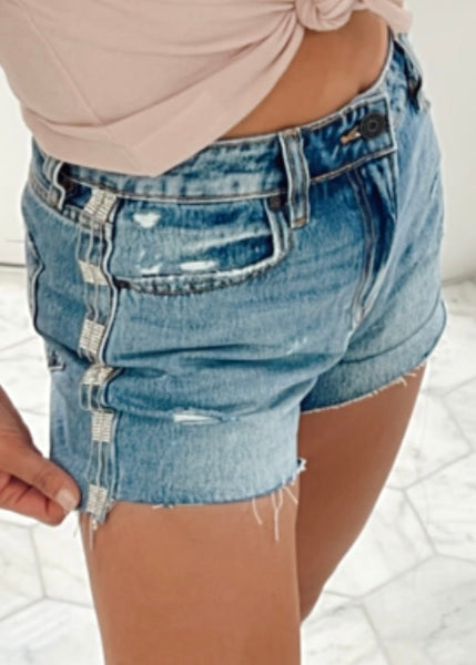 Carrie rhinestone Detail Denim Shorts