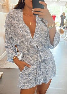 Hailey Button Down Tie Waist Romper