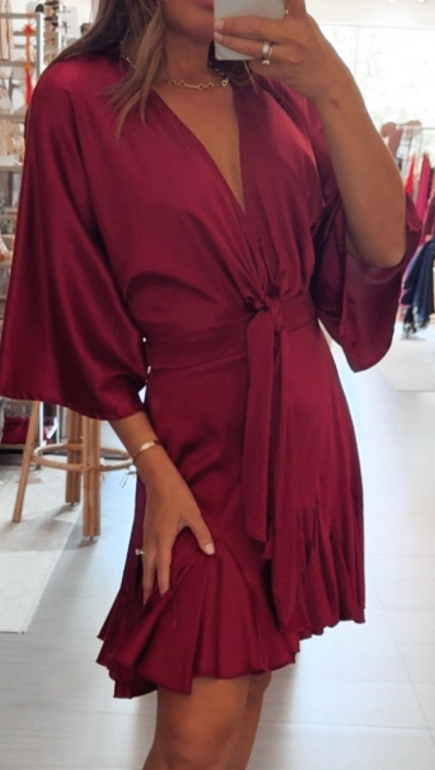 Janey Kimono Sleeve Tie Front Dress