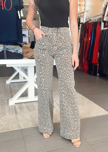 Sasha Leopard Print Wide Leg Pants