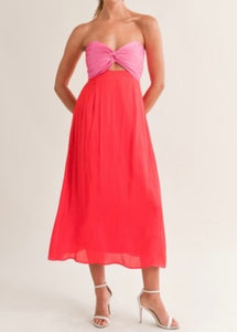 Chloe Color Block Strapless Dress