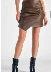 Tia Asymmetrical Hem Faux Leather Skirt