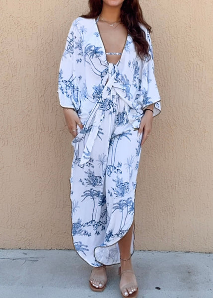 Island Print Kimono Top