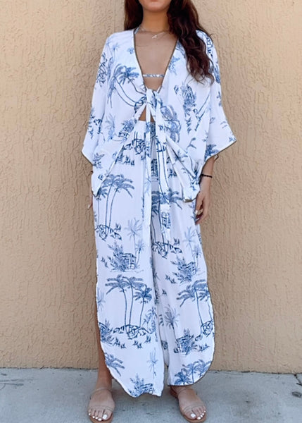 Island Print Kimono Top