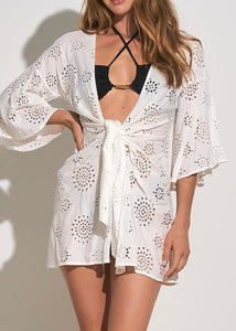 Sandy Tie Front Eyelet Coverup