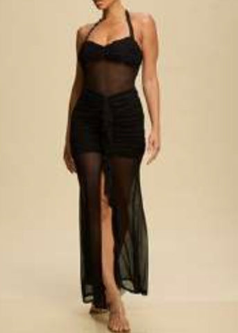 Lucille Mesh Panel Maxi Dress