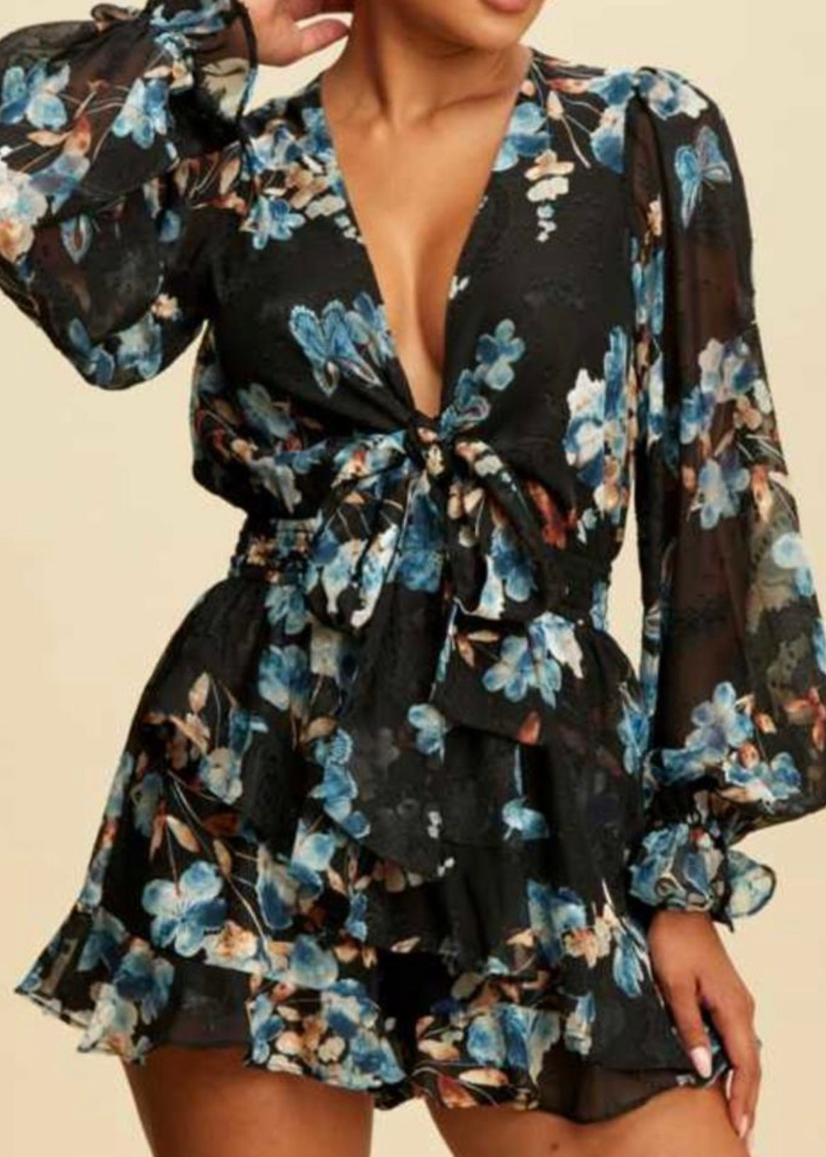 Francesca Floral Tie Front Romper