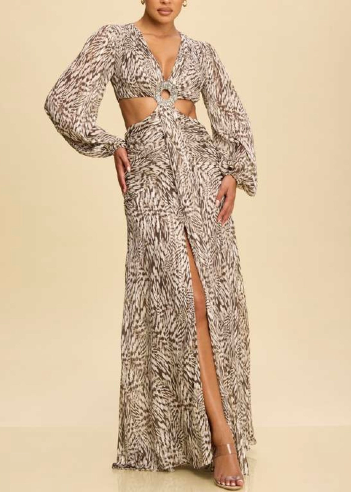 Madeline Cutout LS Maxi Dress