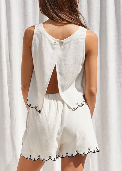 Emma Embroidered Detail Shorts Set