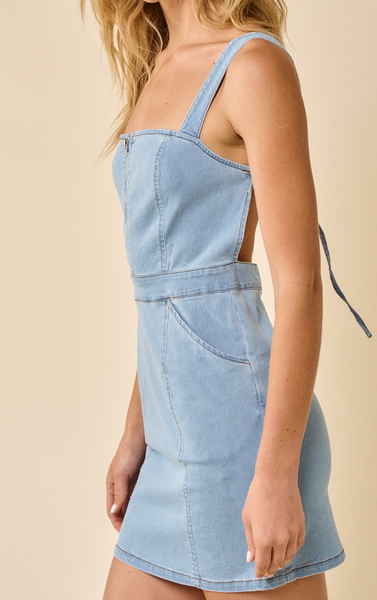 Kristen Open Back Denim Dress