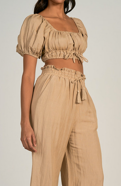 Lucille Linen Off Shoulder Top/Linen Pants