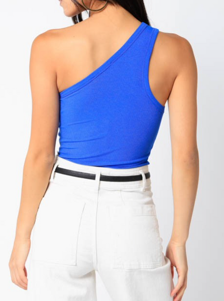 Lila Ribbed One Shoulder Top