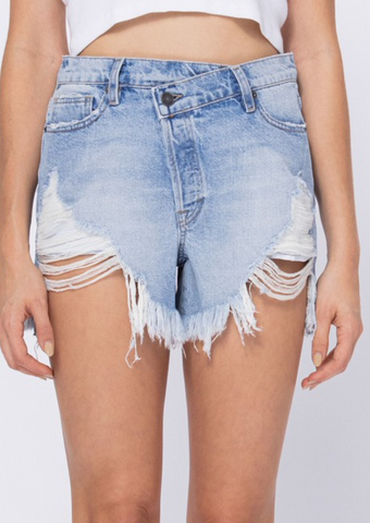 Sofia Crossover High Waist Mom Shorts