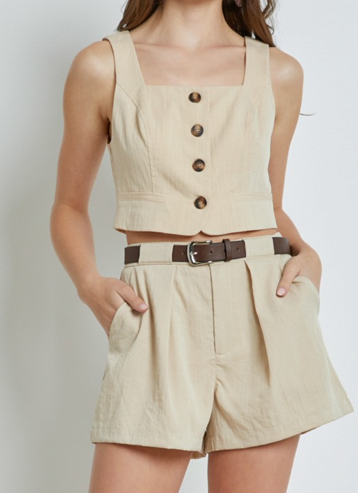 Naomi Belted Shorts/Vest Set