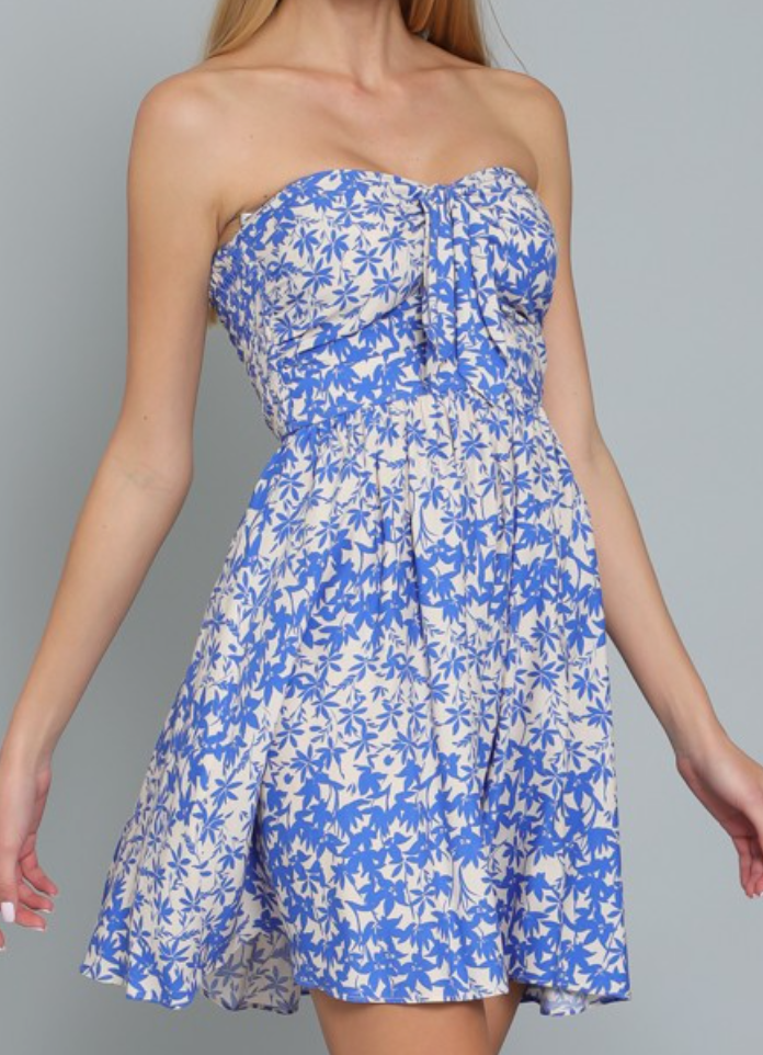 Layla Tie Front Strapless Dress