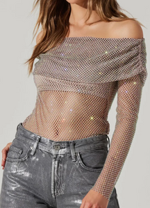 Seren Off Shoulder Rhinestone Top