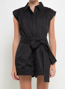 Kendra Button Down Belted Romper