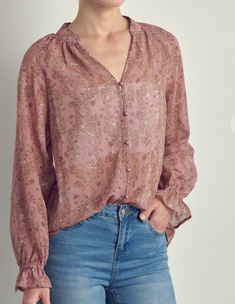 Elena Print Button Down Top