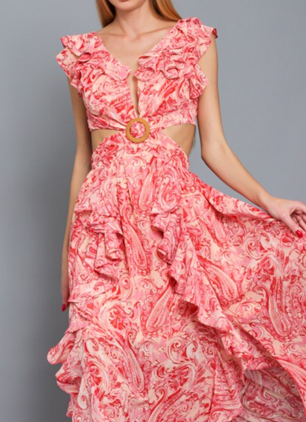 Hollie  Cutout Ruffle Maxi Dress