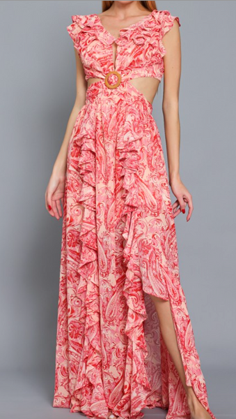 Hollie  Cutout Ruffle Maxi Dress