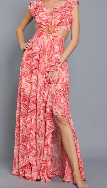Hollie  Cutout Ruffle Maxi Dress