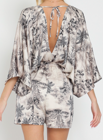 Mae Kimono Sleeve TIe Back Romper