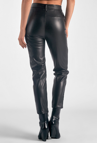 Tandy Belted Tailored Faux Leather Pants