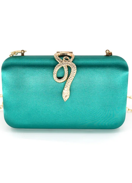 Sasha Snake Detail Satin Clutch