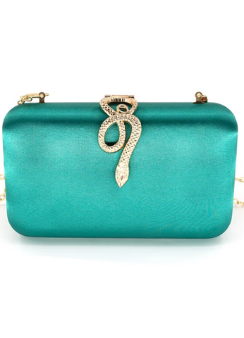 Sasha Snake Detail Satin Clutch