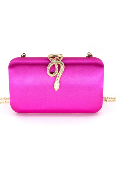 Sasha Snake Detail Satin Clutch