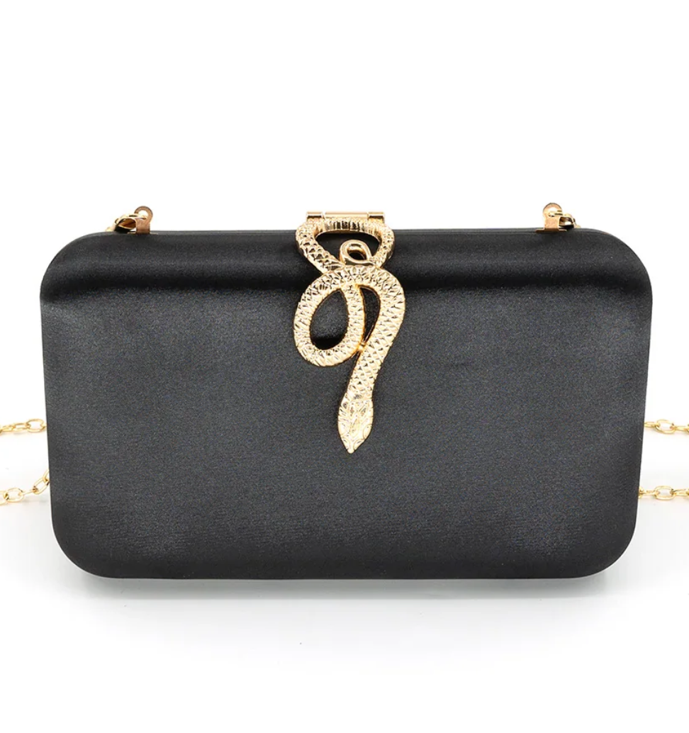 Sasha Snake Detail Satin Clutch Sasha Snake Detail Satin Clutch