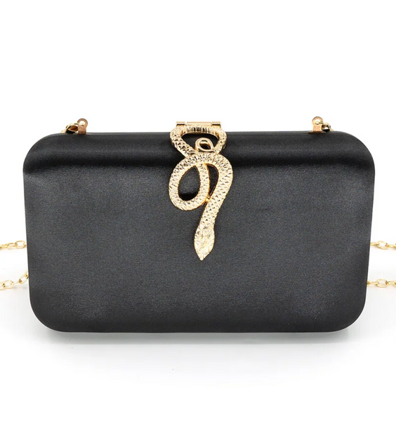 Sasha Snake Detail Satin Clutch