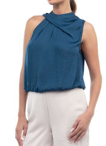 Penny Pleated Shoulder Sleeveless Top