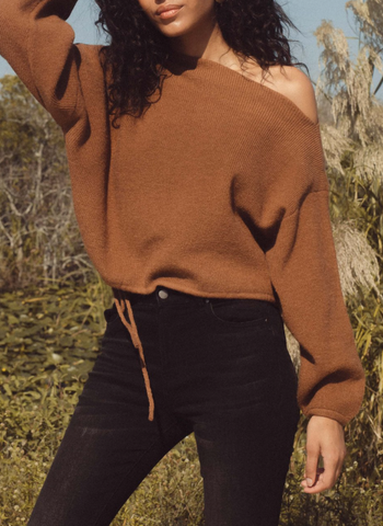 Marlo Off Shoulder Drawstring Sweater