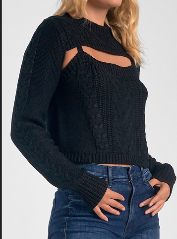 Alexa Cable Knit Cutout Sweater