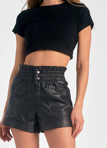 Maddi Paper Bag Faux Leather Shorts