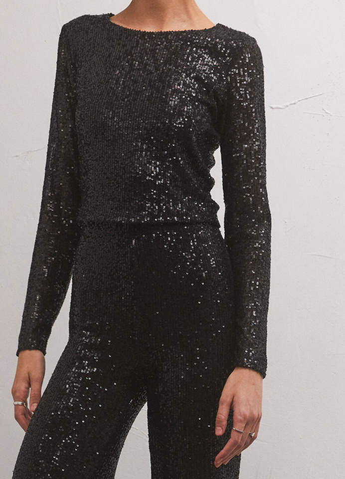 Riley Long Sleeve Sequin Top