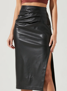Riva Faux Leather Midi Skirt