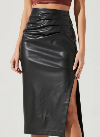 Riva Faux Leather Midi Skirt