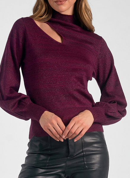 Blakely Keyhole Shimmer  Light Knit Top