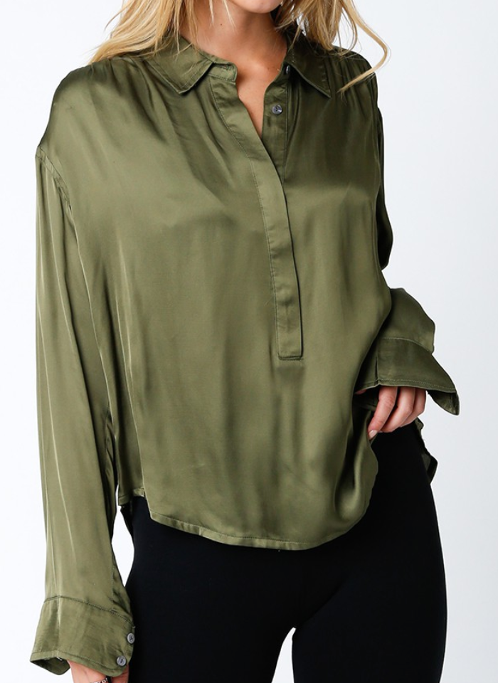 Callie Half Buttoned Down Satin Shirt