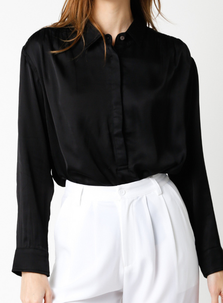 Callie Half Buttoned Down Satin Shirt