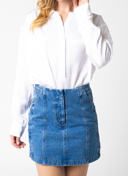 Callie Half Buttoned Down Satin Shirt