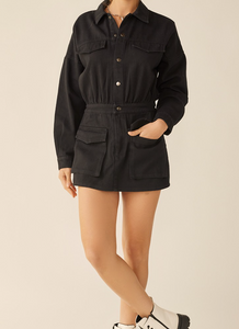 Presley Cargo Pocket Denim Romper