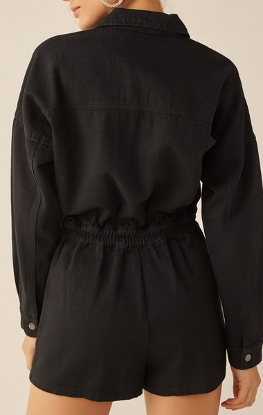Presley Cargo Pocket Denim Romper