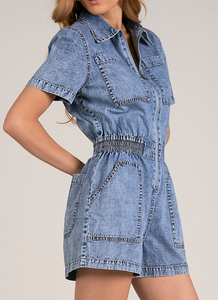 Logan Zip Detail Denim Romper