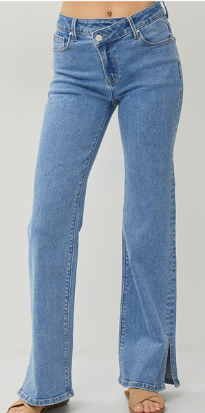 Cassie  Cross Front Straight Leg Jeans