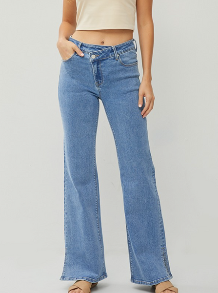 Cassie  Cross Front Straight Leg Jeans