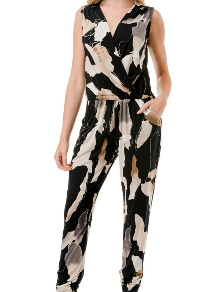 Ella Surplice Print Jumpsuit