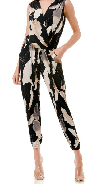 Ella Surplice Print Jumpsuit
